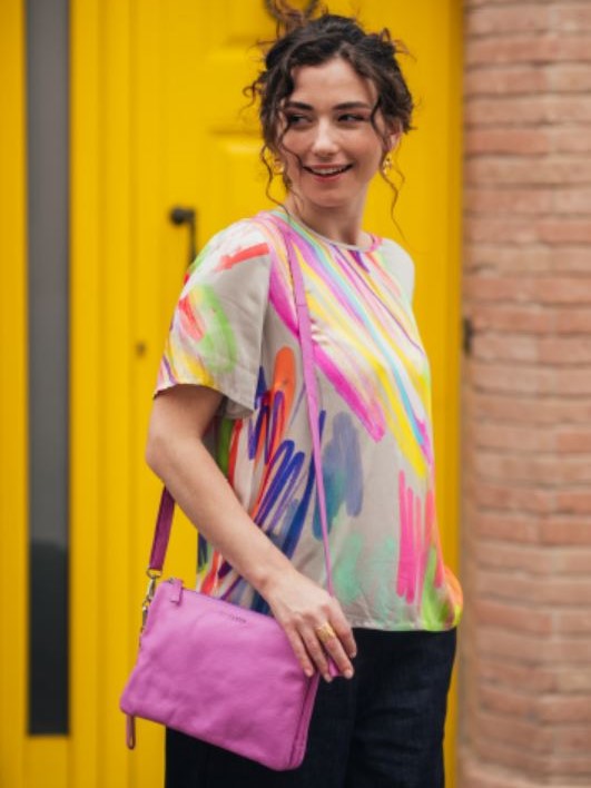 Blusa donna colorata Agnese pennellata - Progetto Quid per On Earth.