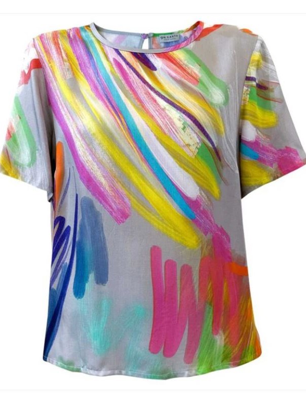 Blusa donna colorata Agnese pennellata - Progetto Quid per On Earth.
