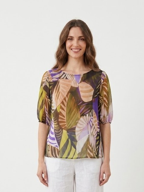 Blusa donna fantasia marrone Ticino