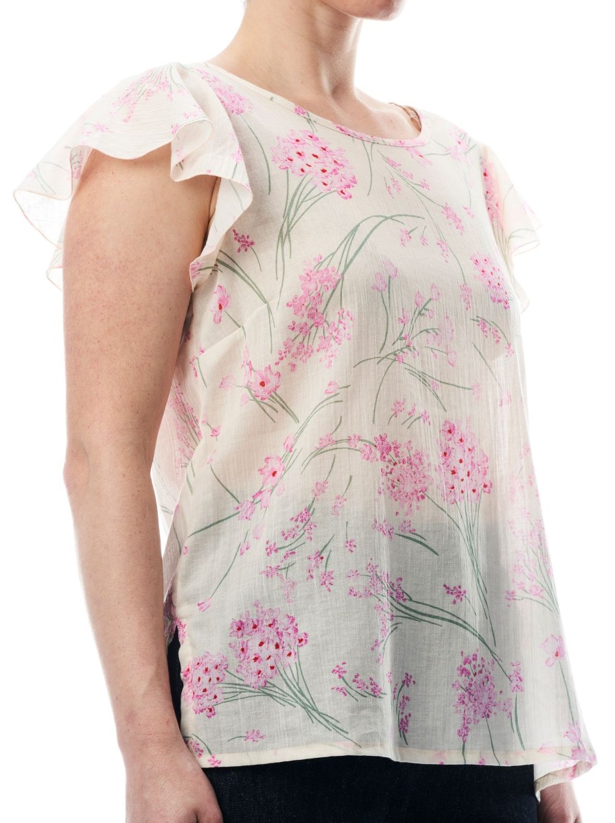 Blusa in cotone maniche ad aletta ALI fantasia Rosa avorio