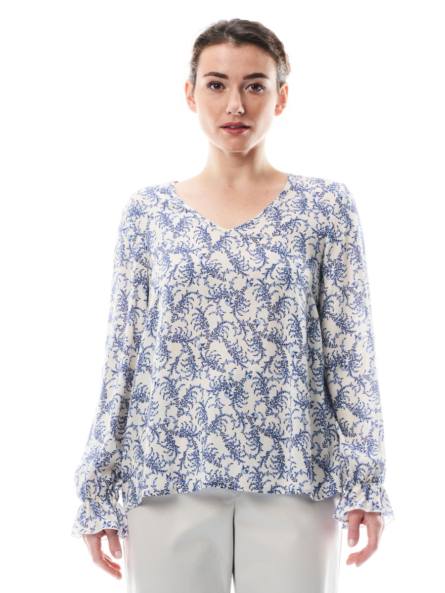 Blusa in viscosa ALGI fantasia erica azzurra