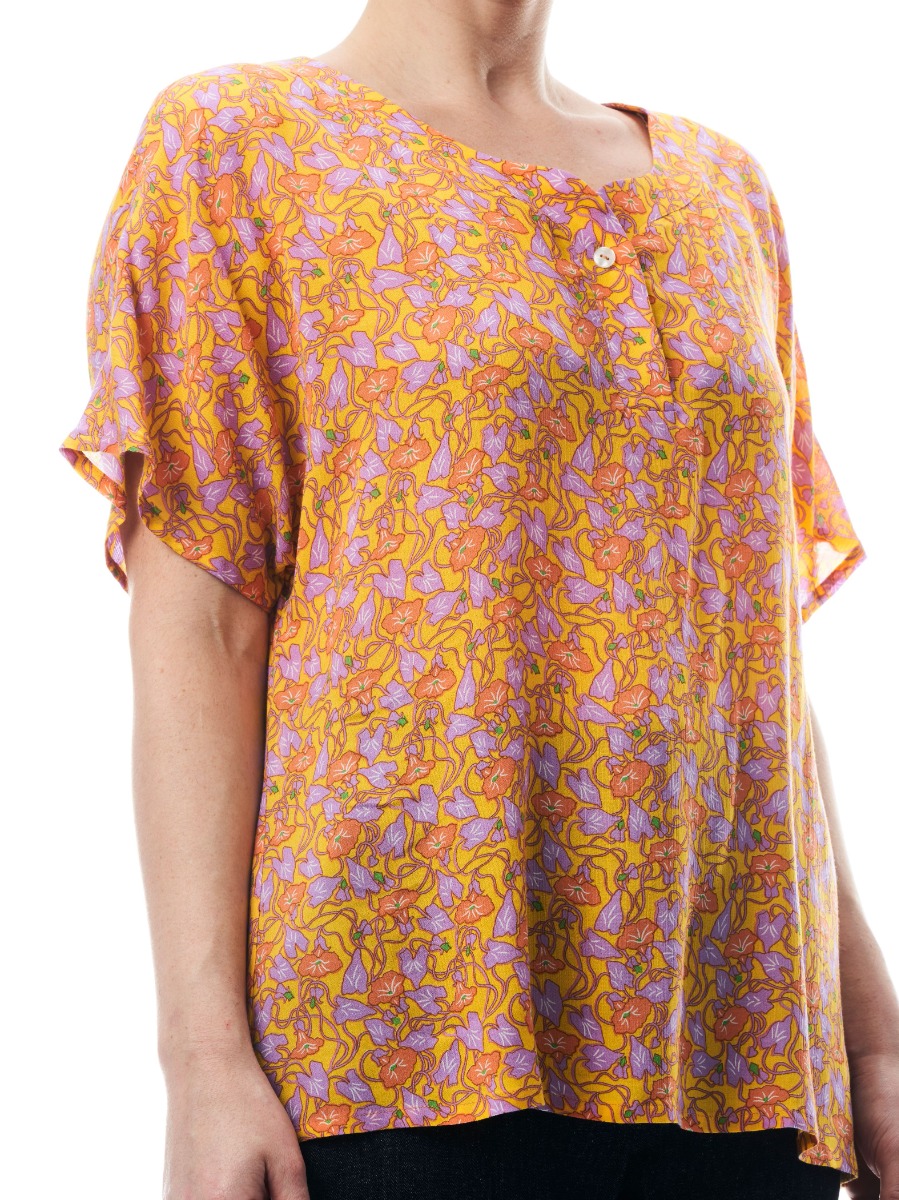 Blusa in viscosa maniche corte STEFY fantasia Arancio lavanda