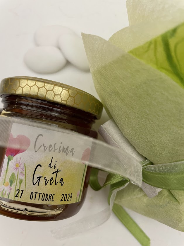 Bombomiele etichetta personalizzata con porta confetti solidale