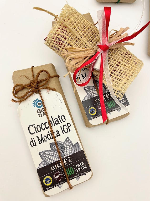 Bomboniera Cioccolato di Modica con Porta confetti pacchetto