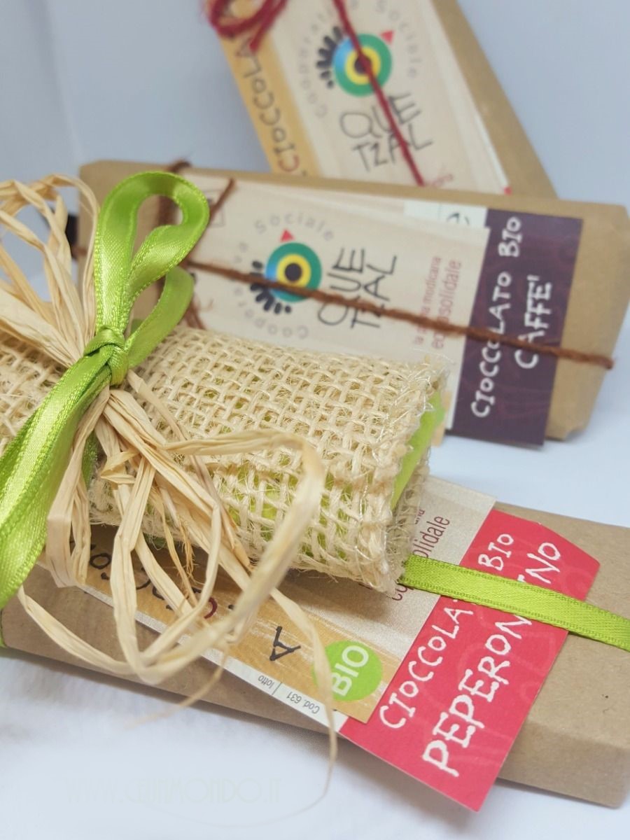Bomboniera Cioccolato di Modica con Porta confetti a pacchetto
