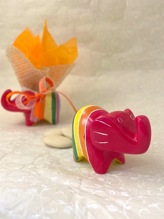 Bomboniera con gatto stilizzato arcobaleno e portaconfetti