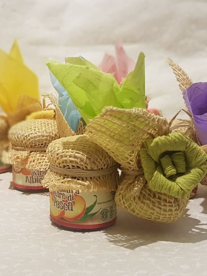 Bomboniera confettura piccola con fiore dung paper