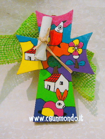 Bomboniera con croce in legno gotica
