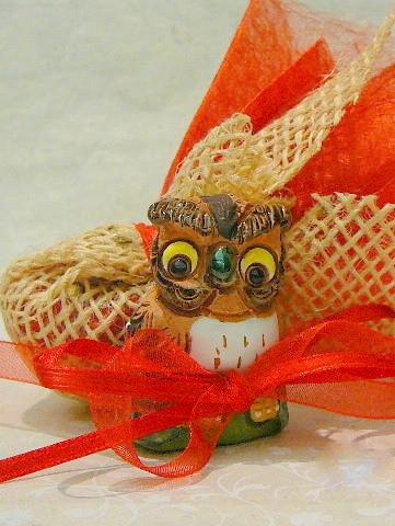Bomboniera con gufo in ceramica