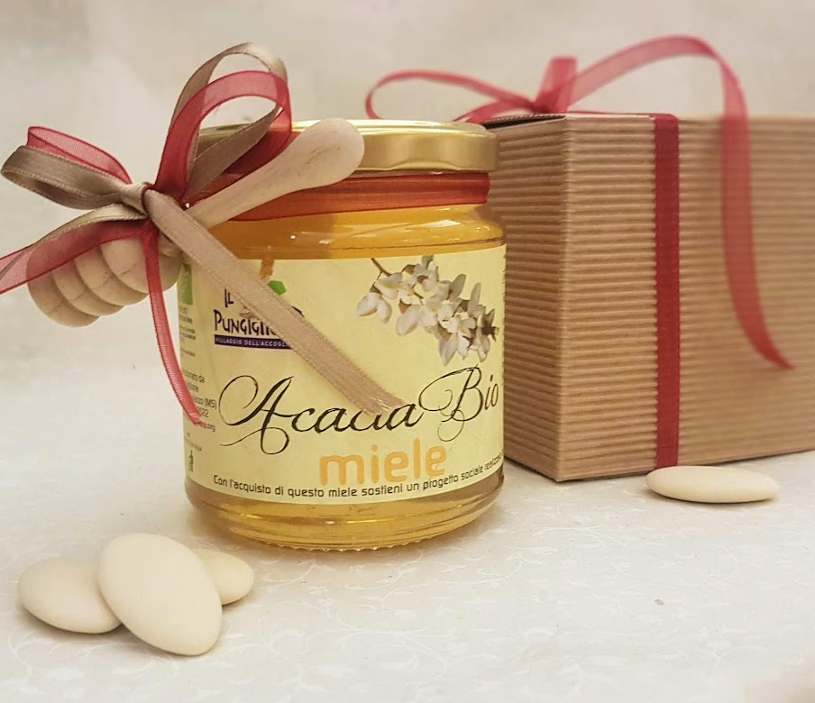 Bomboniere con miele di acacia Bio in scatola