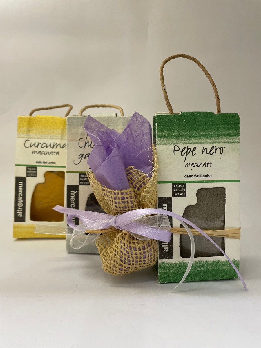 Bomboniera spezie con porta confetti lavanda 