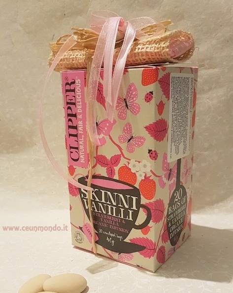 Bomboniera con Tisana Clipper in filtri e portaconfetti - Rosa