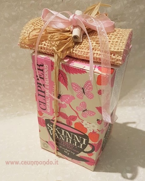Bomboniera con Tisana Clipper in filtri e portaconfetti - Rosa