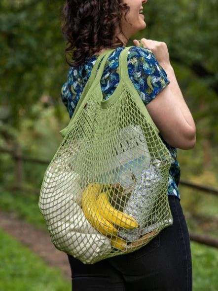 Borsa a rete in cotone Verde