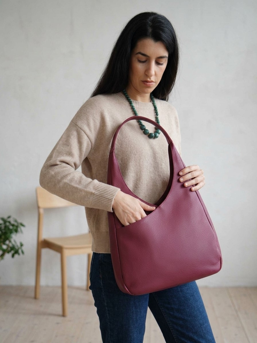 Borsa donna marrone a spalla, manico unico Khidirpur