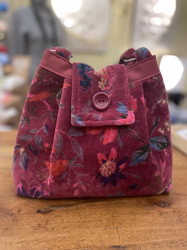 Borsa a spalla in velluto Plum