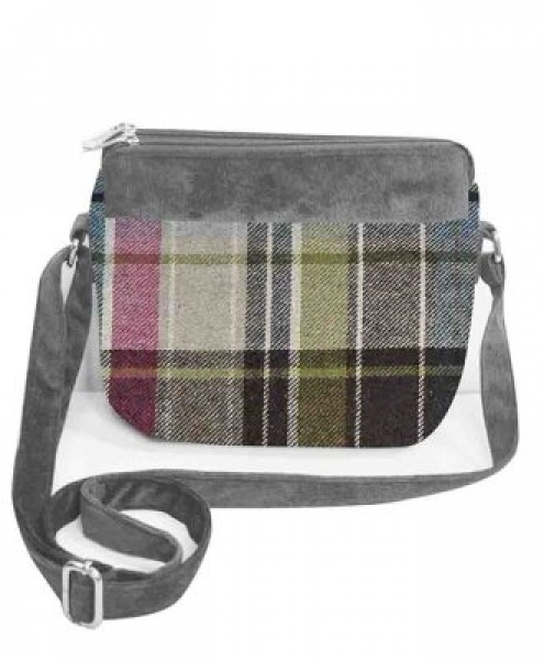 Borsa a tracolla 3 comparti in lana e velluto LUMBERJACK
