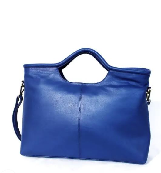 Borsa blu tracolla in nappa Cassia