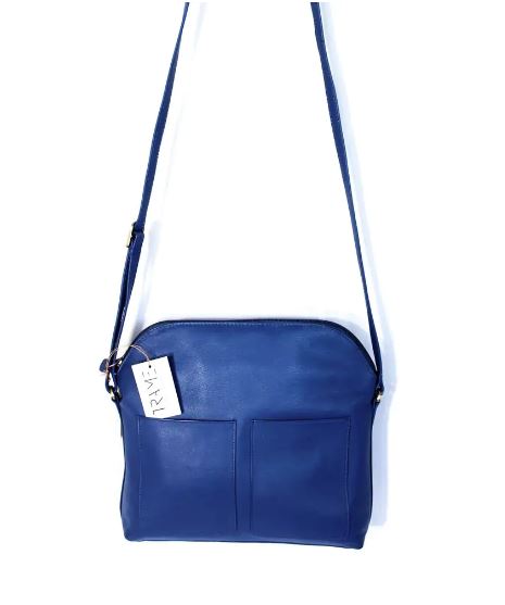 Borsa blu tracolla in nappa Bowbazar