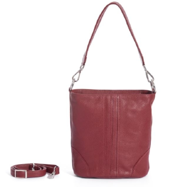Borsa media a spalla e tracolla in pelle Pavana color Rosso scuro On Earth