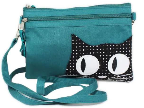 Borsa due tasche in tessuto Gatto a Pois