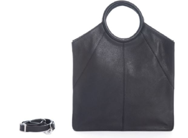 Borsa grande a mano e tracolla in pelle ANELLO Nera On Earth