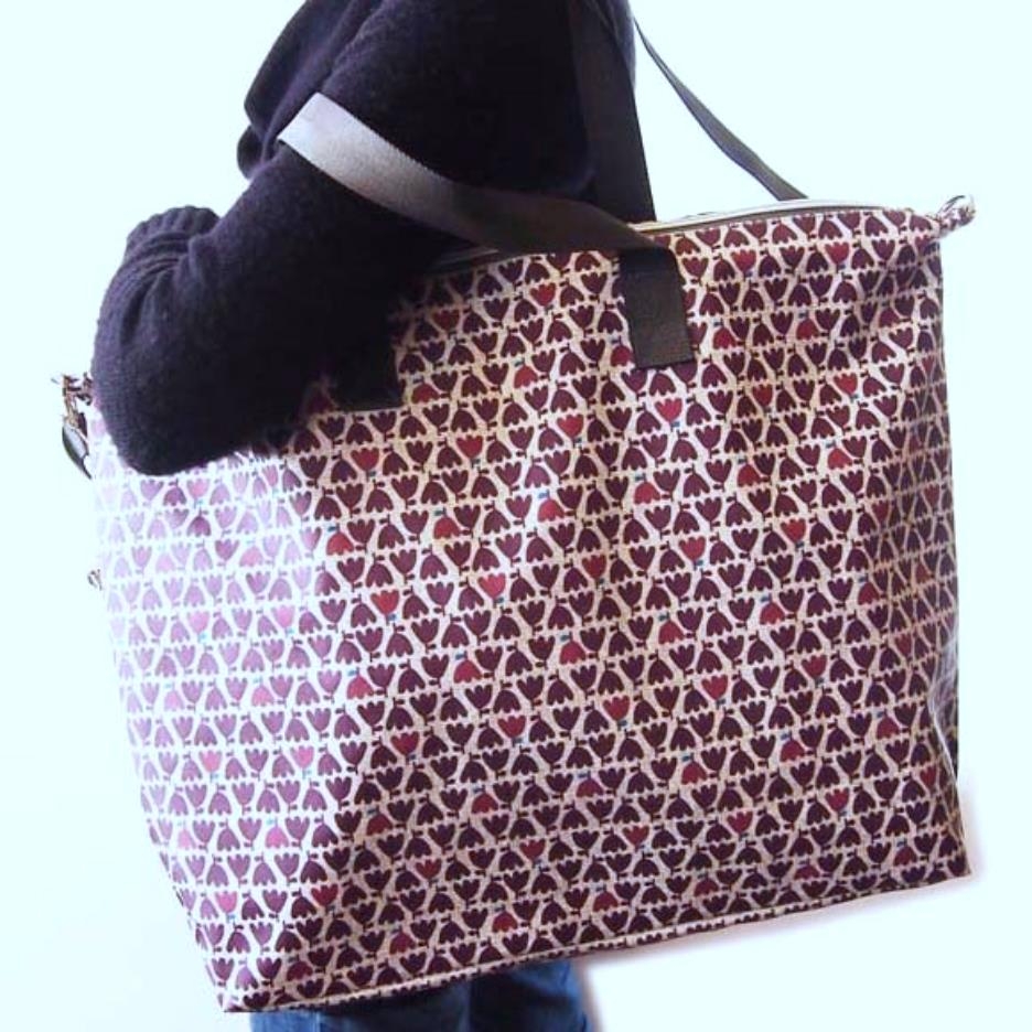 Borsa grande Tote Weekend in tessuto impermeabile Tulipattern
