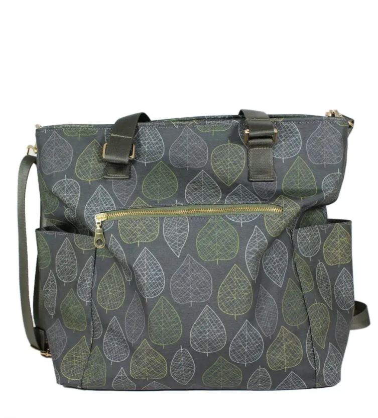 Borsa con tracolla grande in tessuto impermeabile Foliage verde