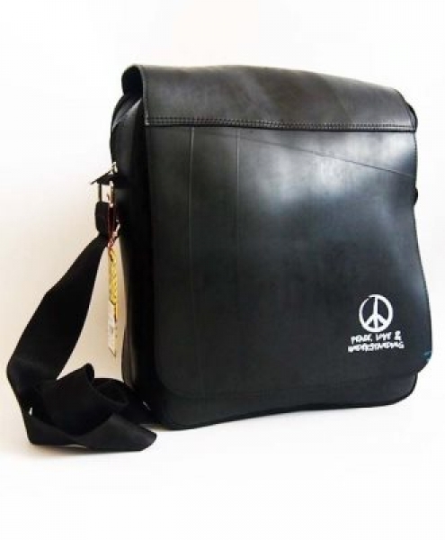 Borsa in camera d'aria riciclata tascapane Urban Nera