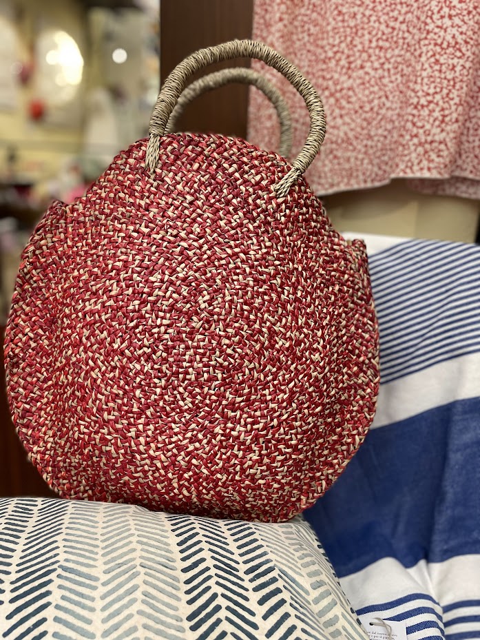 Borsa paglia artigianale rotonda Ubud Rossa