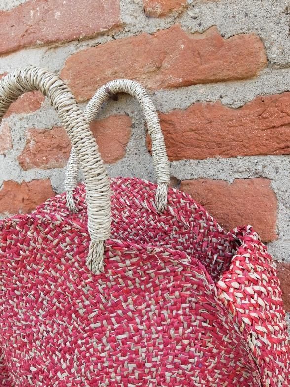 Borsa paglia artigianale rotonda Ubud Rossa