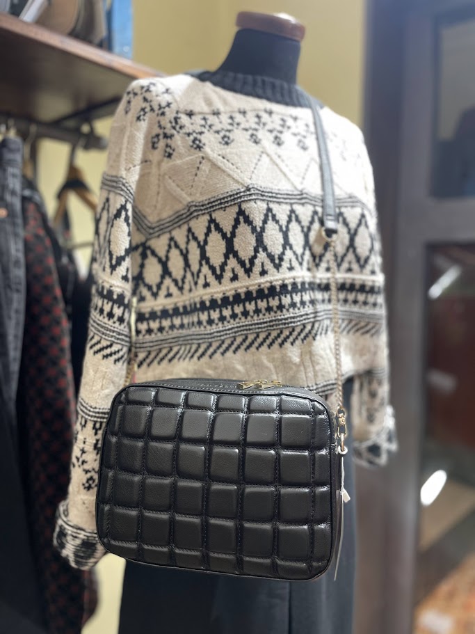 Borsa nera donna elegante in pelle Matelassé