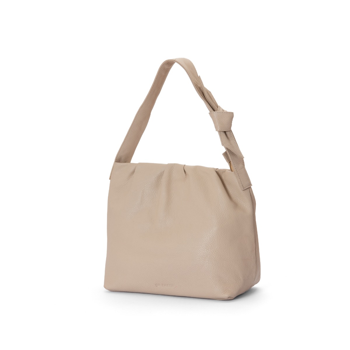 Borsa a spalla in pelle arricciata Fresia Avorio
