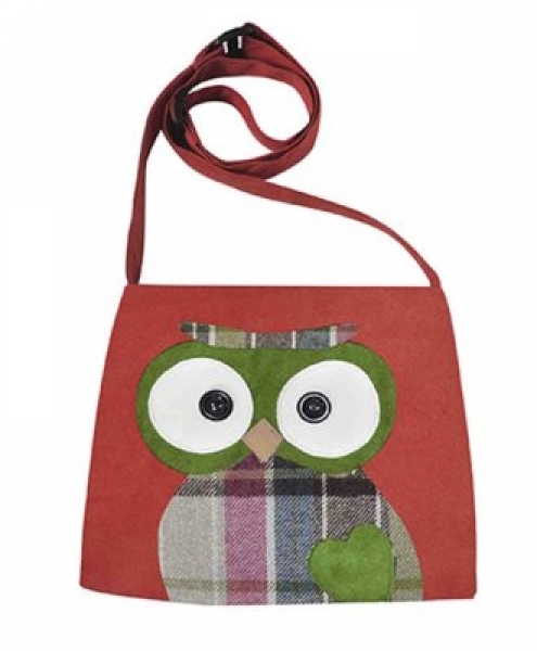 Borsa messenger SIGNOR GUFO rosso con gufo applicato 32x27 cm