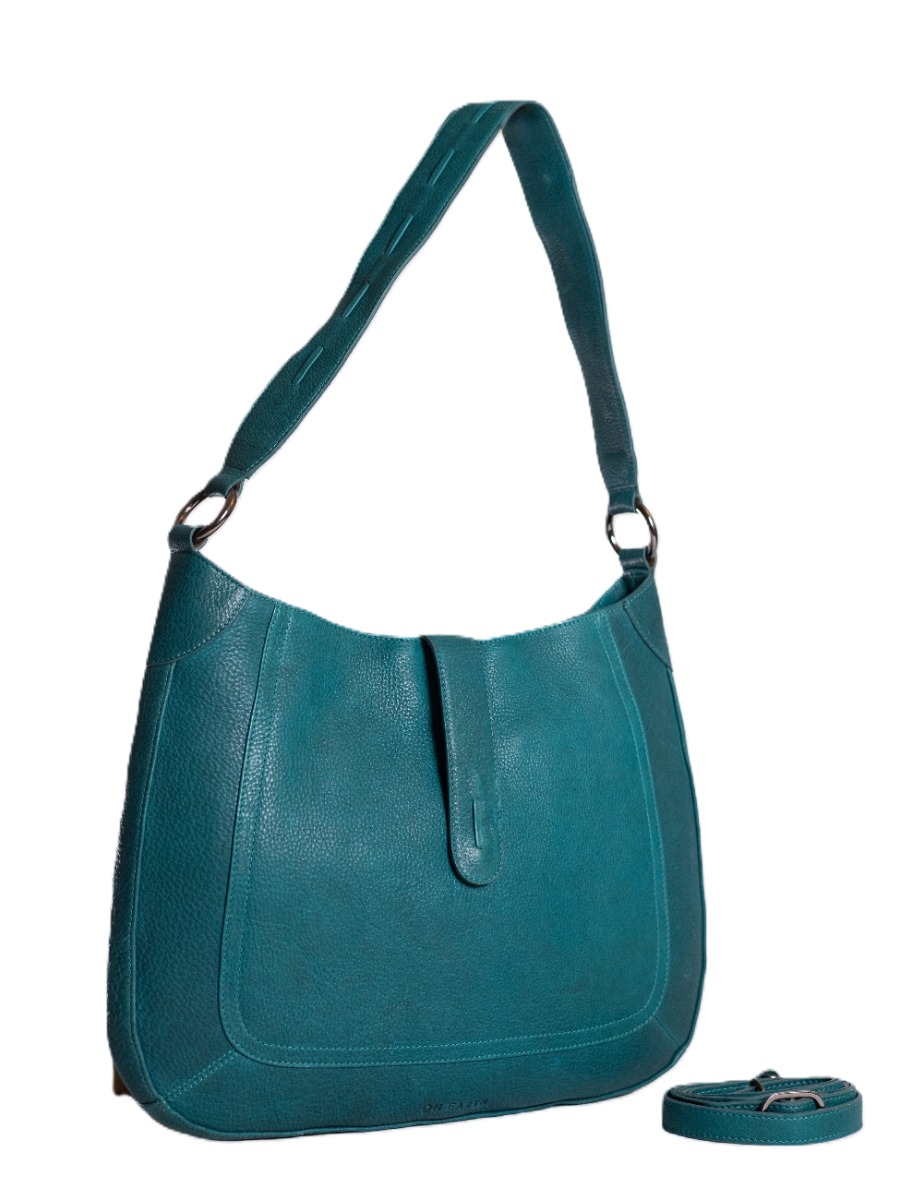 Borsa mezzaluna grande in pelle Verde Saint Malo