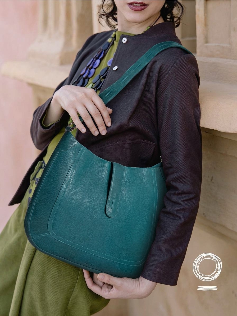 Borsa mezzaluna in pelle Verde SAINT LO