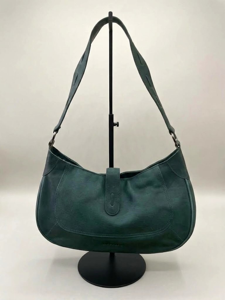 Borsa mezzaluna in pelle Verde SAINT LO