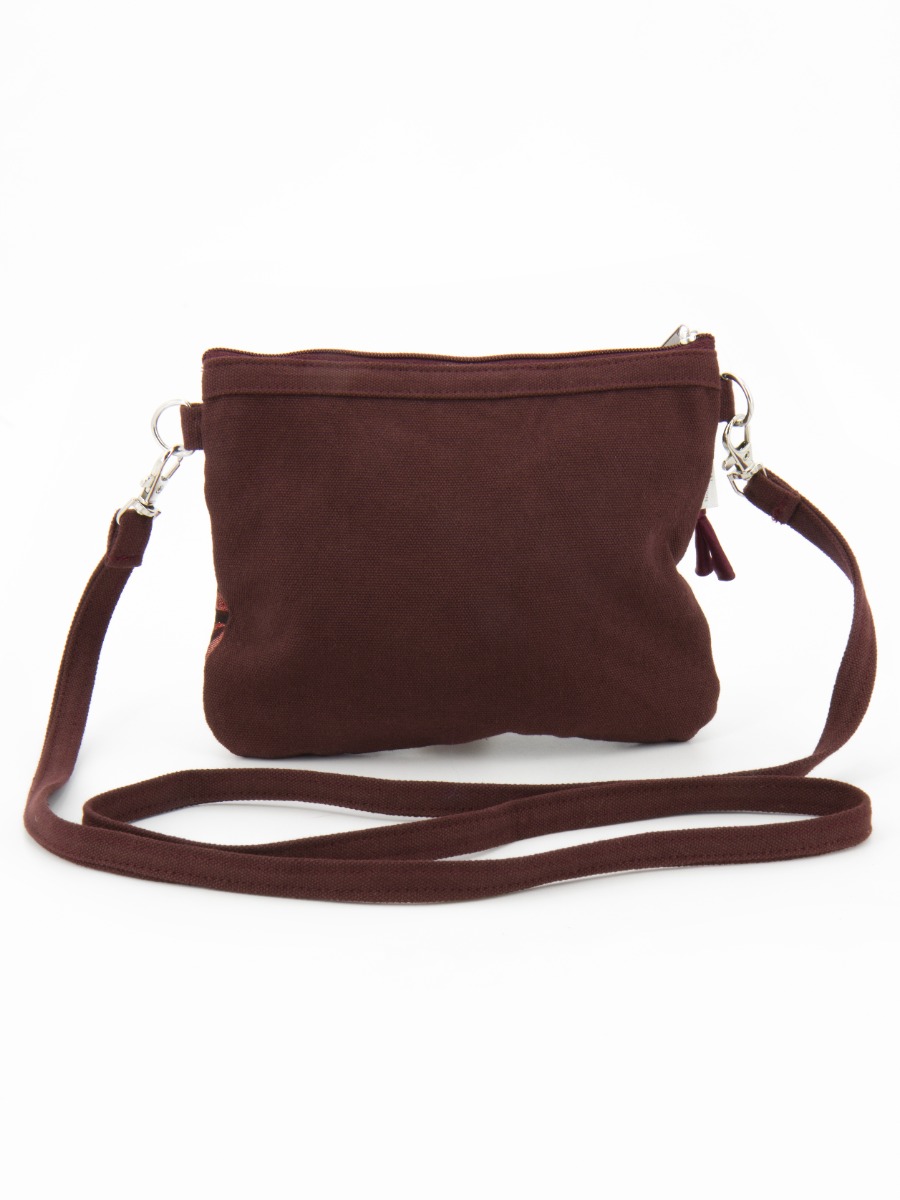 Borsa mini 2 tasche in broccato rosso Colori della Terra, equo solidale.