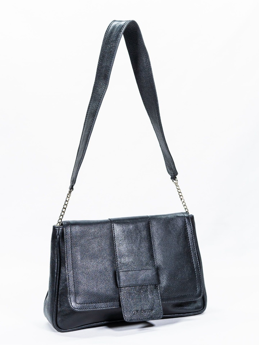 Borsa media in pelle Nera Vancouver, On earth
