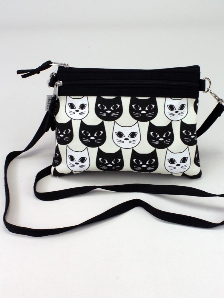 Borsa piccola 2 tasche in tessuto Cat World