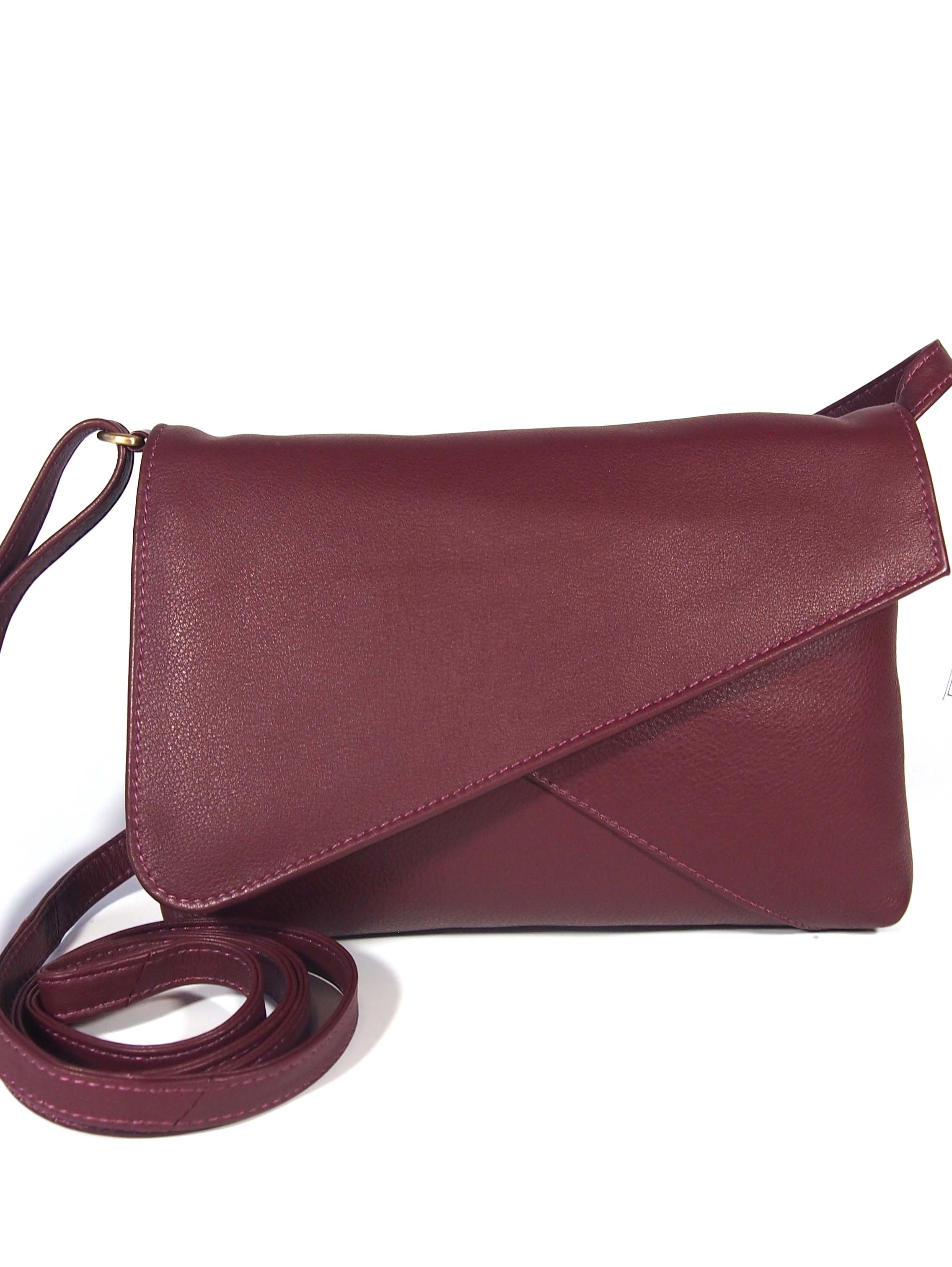 Borsa piccola in pelle morbida patta diagonale Bordeaux Dalhousie