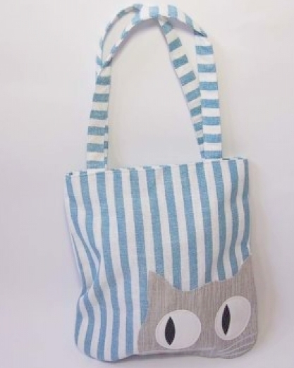Borsa shopper in tessuto GATTO stripes 36x33 cm