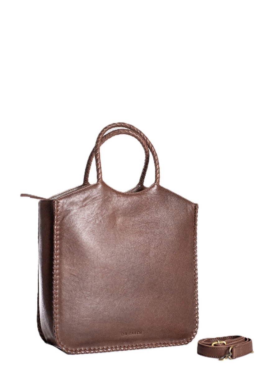 Borsa shopping in pelle marrone Wick che ha la tracolla staccabile
