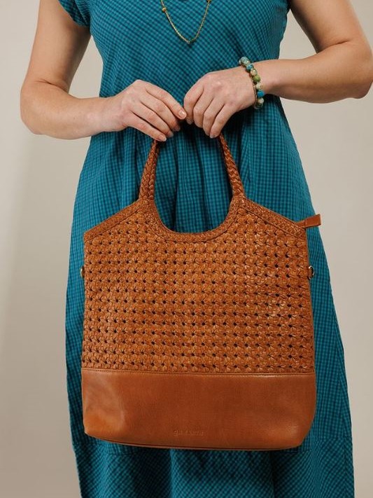 Borsa shopping in cuoio intrecciato MARRAKECH