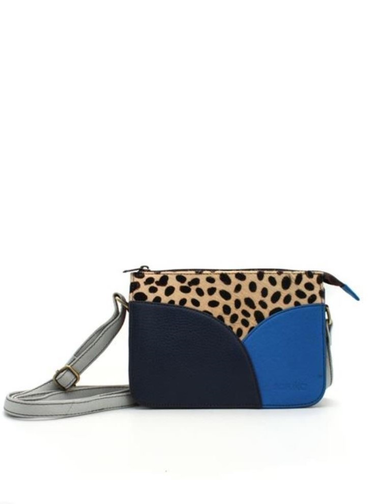 Borsa Soruka in pelle BLU con zip Meredith