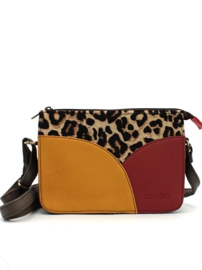 Borsa Soruka in pelle COLORI CALDI con zip Meredith