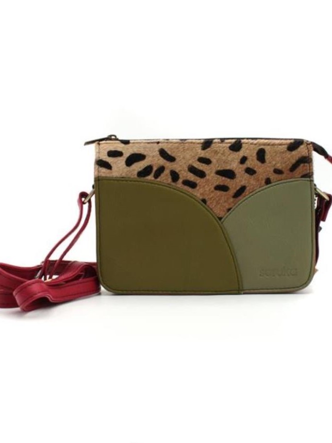 Borsa Soruka in pelle MARRONE VERDE con zip Meredith
