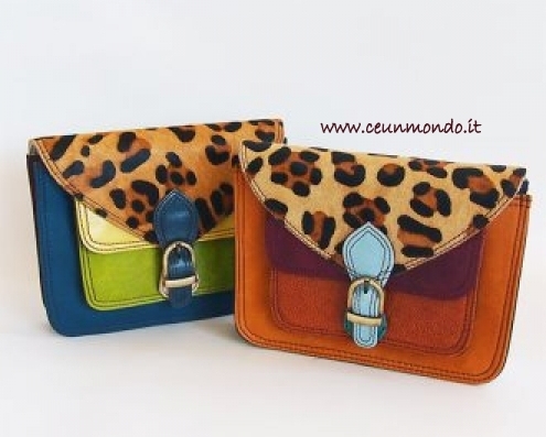 Borsa in pelle riciclata e colorata SORUKA - Pocket stampa pelo