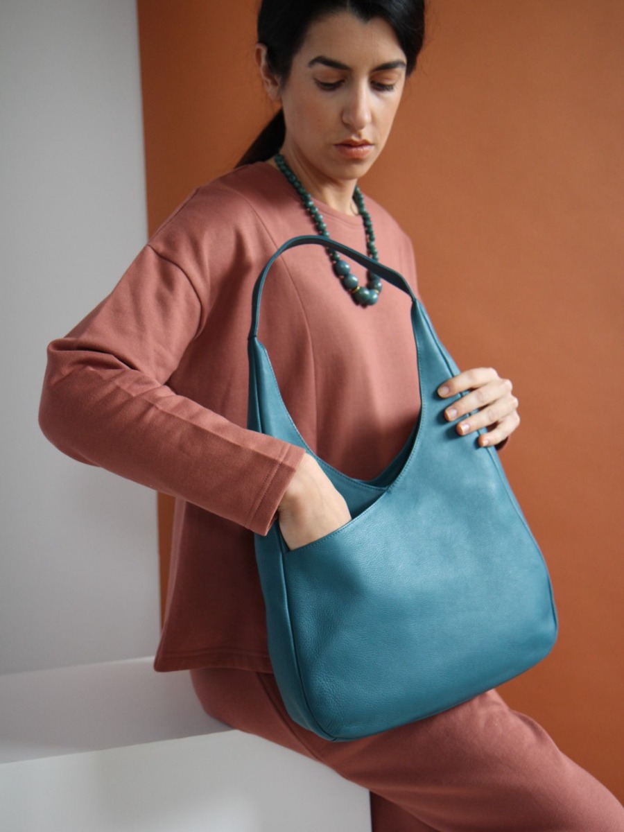 Borsa spalla manico unico verde pavone Khidirpur