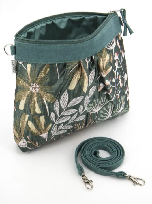 Borsa a tracolla SWEETY in broccato di cotone FIORI VERDI